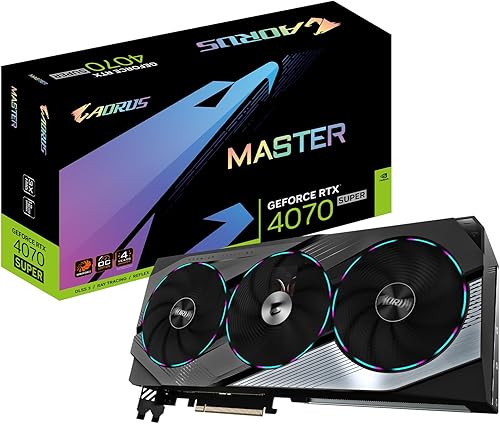 GIGABYTE Tarjeta gráfica AORUS GeForce RTX 4070 Super Master 12G, 3 ventiladores WINDFORCE, 12 GB 192 bits GDDR6X, tarjeta de video GV-N407SAORUS