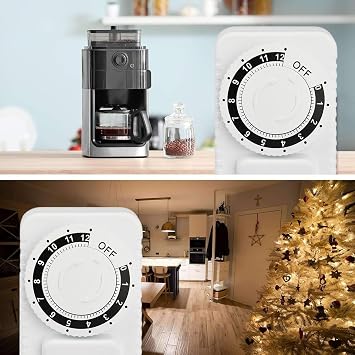 Timer Outlet Electrical Outlet Timer Auto Timer Outlet 12 Hour Plug In Countdown Timer Auto Timer Socket for Phone Charger Electric Timer with Auto Shut-off Time Mini Light Timer for Power Socket, Aquarium, Fan, LED Light
