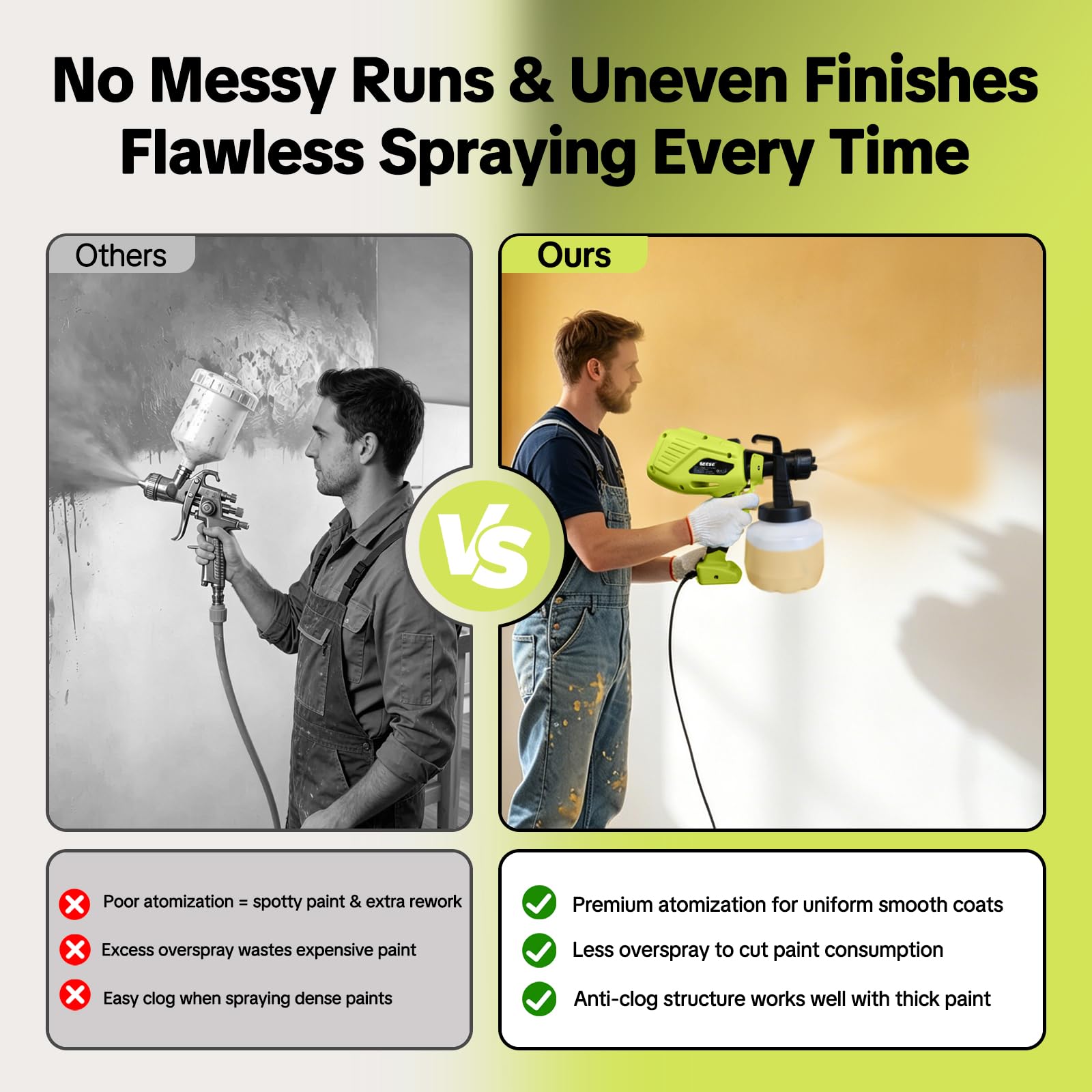 SEESE HVLP Paint Sprayer - 4 Nozzles, 3 Patterns -2