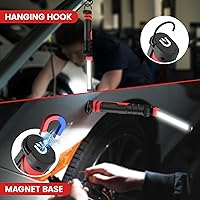 Vista 5 de Rechargeable Work Light 2500mAh Magnetic LED Work Light Flashlight Mechanic Light Tool for Men Him, Foldable Lamp with Hook for Car Repair Emergency