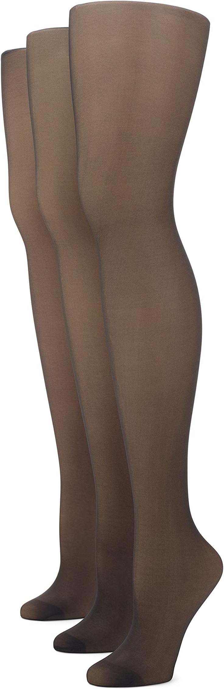 No Nonsense Women's Graduated Compression Smart Support Control Top Pantyhose, 3 Pair Pack