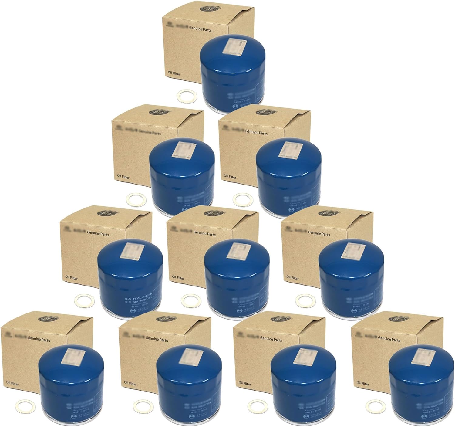 Set Of 10 Genuine OEM Oil Filter 26300-35505 with Plug Gasket 21513-23001 Compatible with Hyundai Kia