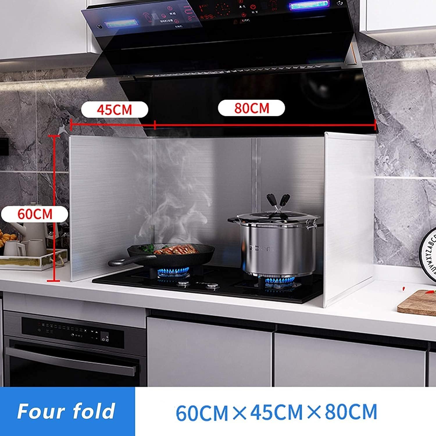 Splatter ScreensOil Sided Splatter Guard Oil Splatter Screen Aluminum Stove Shield Tool Family Kitchen Non-Stick Splash Guardkitchen foil Splatter Screens (60 * 45 * 80cm)