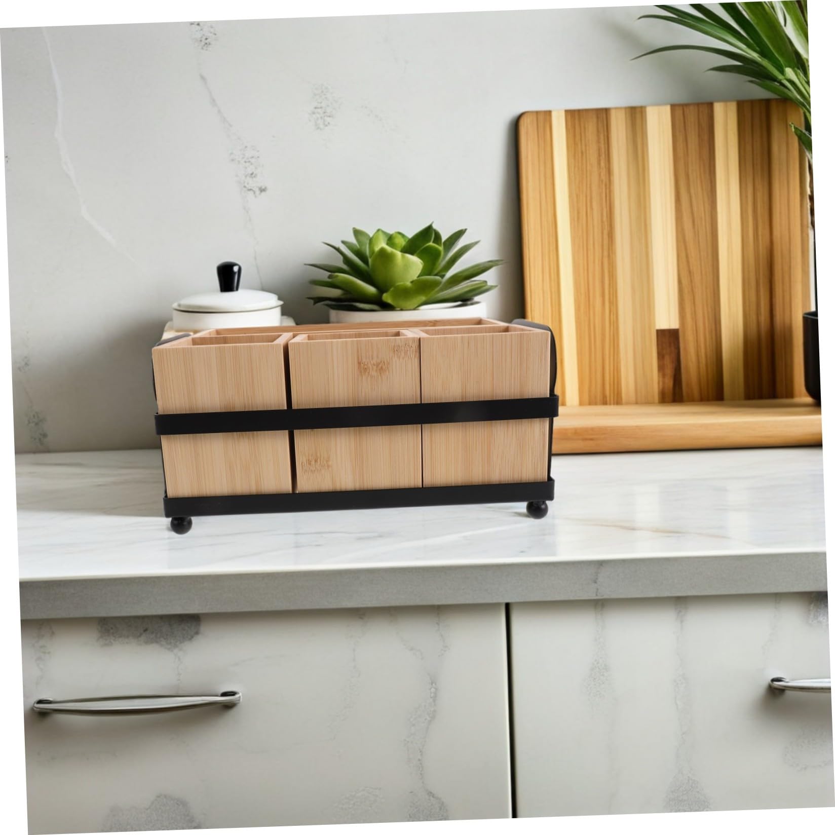 Cabilock Dispensador de Platos de Papel de Madera con Compartimentos Organizador de Cubiertos para Fiestas Soporte Multifuncional para Tenedores Cucharas y Platos Diseño Rústico