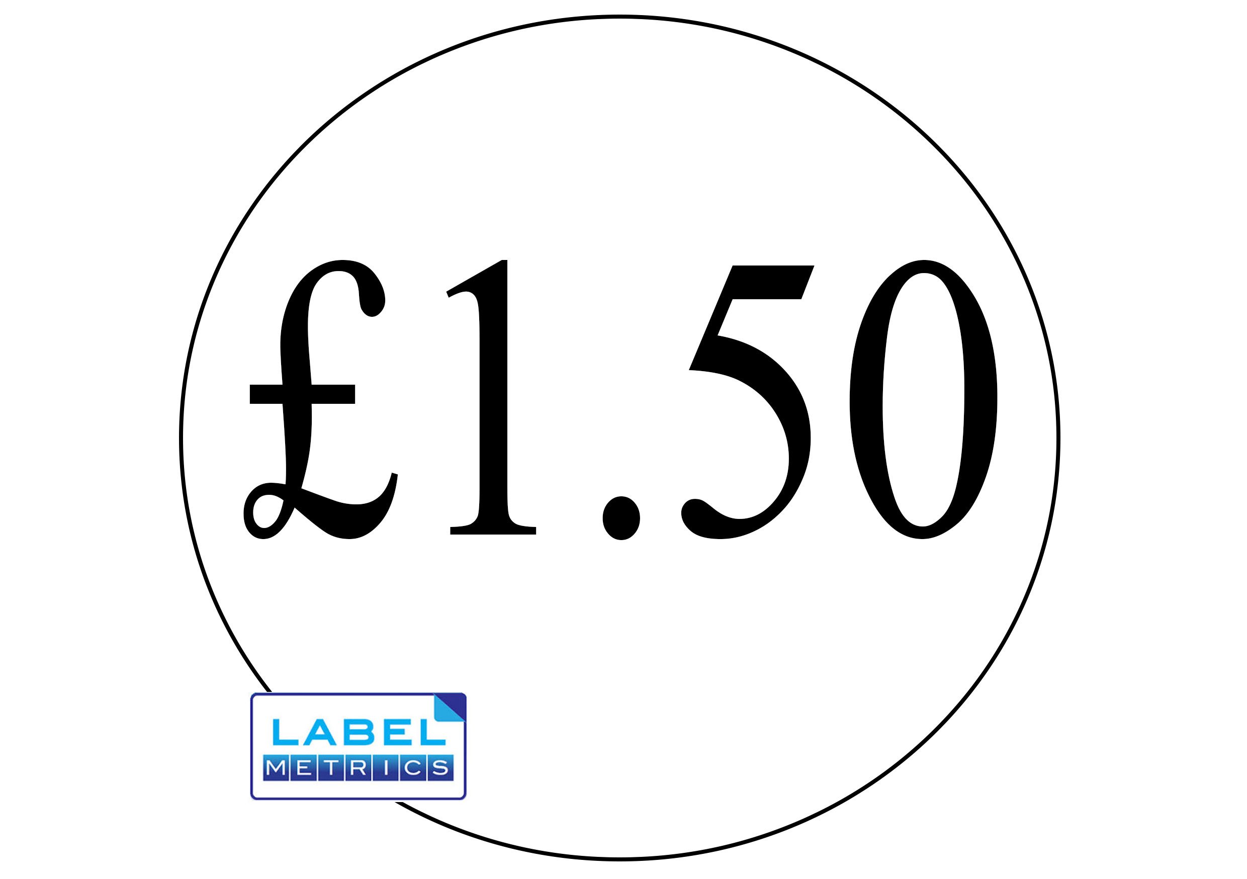 Label Metrics - 250 Retail Price Labels/Stickers 50p - £10 Self Adhesive Labels, Permanent Adhesive - White Label, Black Text. (£1.50)