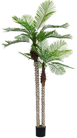 8FT Artificial Palm Tree with Realistic Bark & Leaves, UV Resistant Faux Indoor Outdoor Palm Plant for Home, Office, Yard, Patio, and Living Room Decor 96 Inches