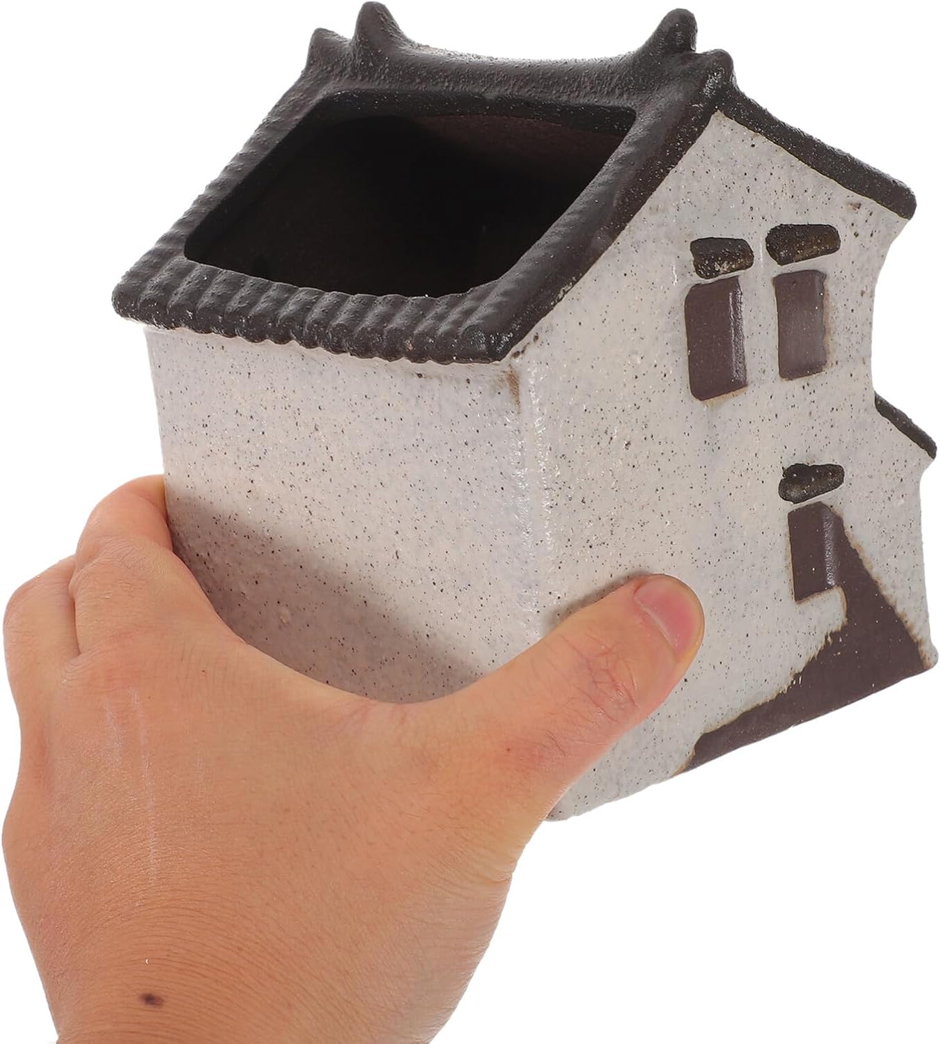 Toyvian Miniature Aquarium House and Vintage Chinese Architectural Model Micro Landscape Garden Decor with Water-Absorbing Stone for Fish Tank Bonsai Office Desktop Ornament