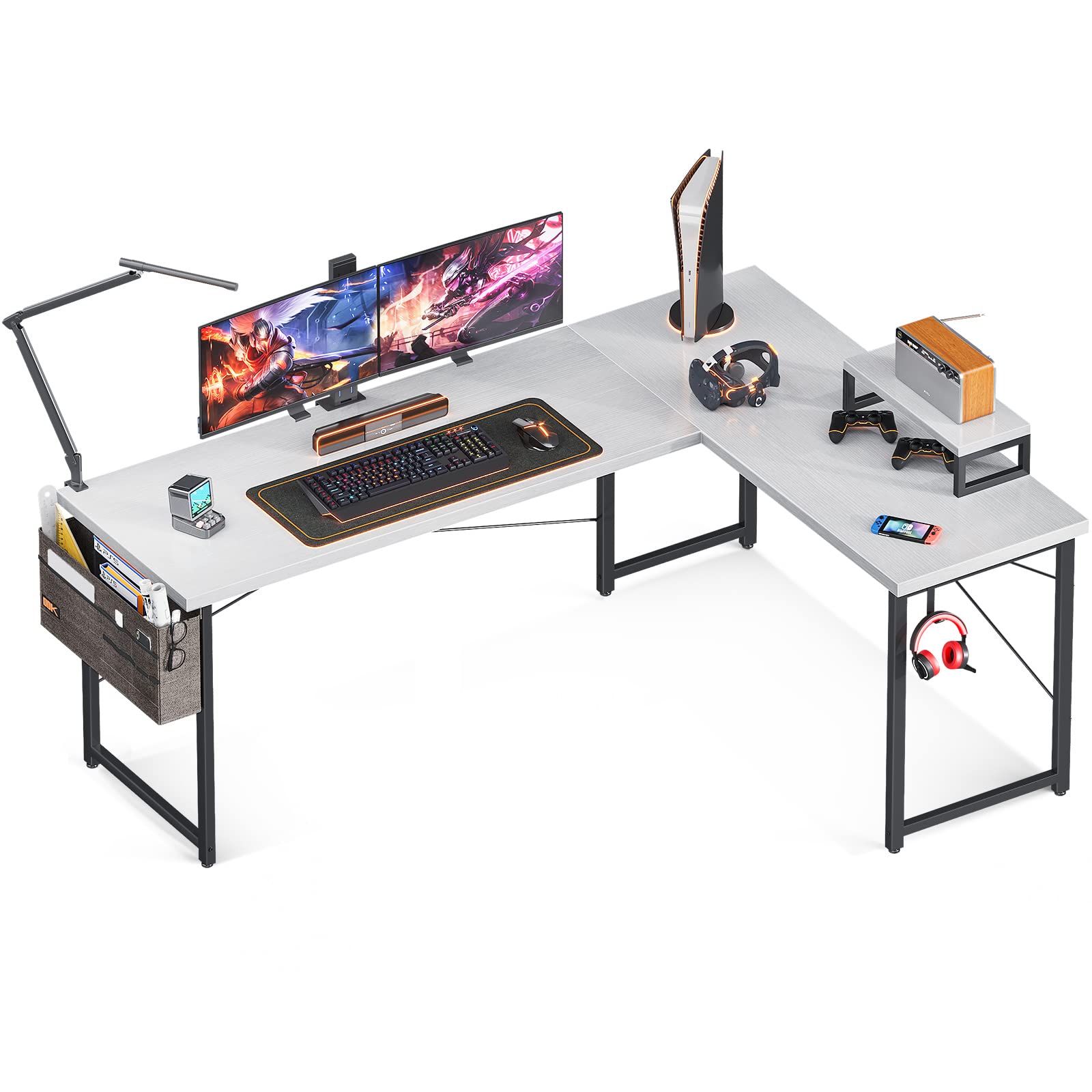 ODK L Shaped Desk, 66" Computer Corner Desk, Gaming Desk, Home Office