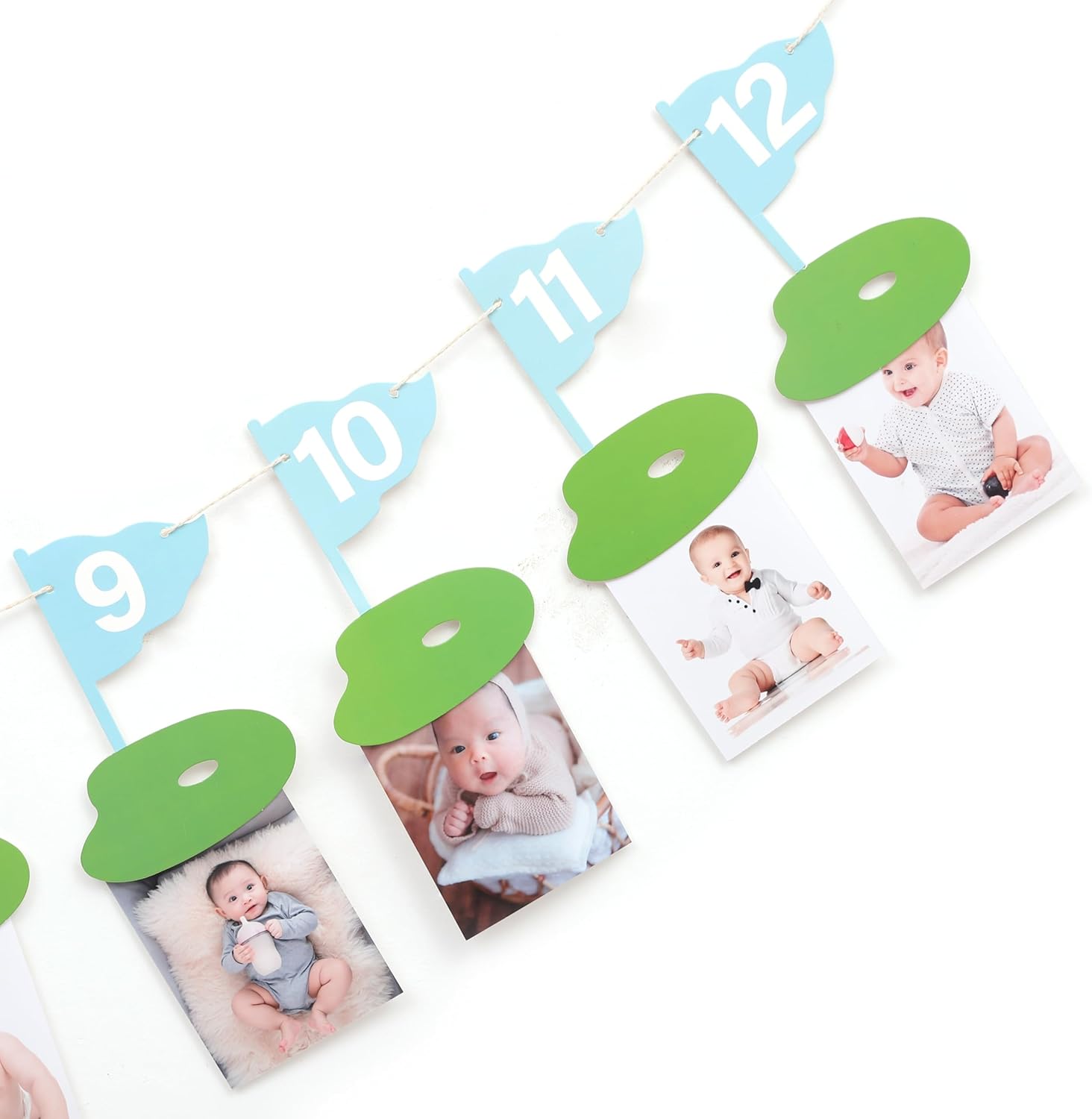 Golf 12 Monthly Photo Banner - Hole In One Monthly Photo Banner,Newborn To 12 Months Banner,Baby's First Year Golf Themed Birthday(blue) - Image 4