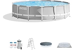 INTEX 14ft x 42in Prism Frame Premium Above Ground Swimming Pool Set...