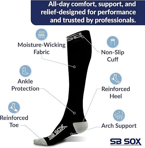 Miniatura 4 de SB SOX - Calcetines de compresión (20-30 mmHg) para hombres y mujeres - Calcetines de compresión para usar todo el día, mejoran el flujo sanguíneo