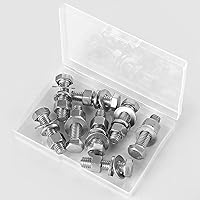 Vista 6 de Tornillos de cabeza hexagonal de 3/8-16 x 1-1/2 pulgadas, tornillos, tuercas, arandelas planas y de bloqueo, kit surtido de acero inoxidable 304