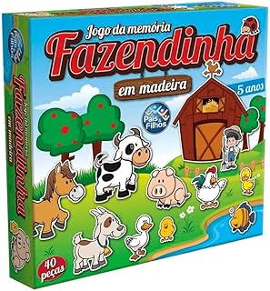 Pais & Filhos - Memória Fazendinha Em Madeira - 40 Pçs, Sortidas
