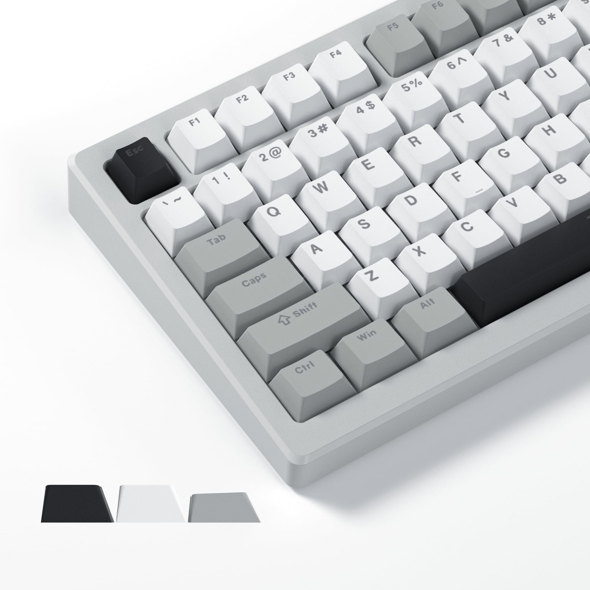 Womier Shine Through Keycaps, PBT Keycaps 60 65 75 100 Percent Cherry Profile Custom Key caps Set for Cherry Gateron MX Switches Mechanical Keyboard-Grey Creamy