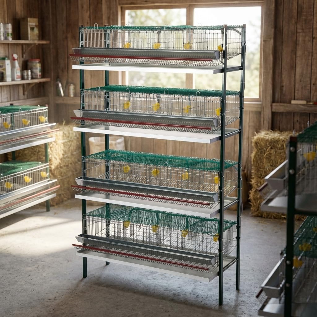 Suinga Jaula para pájaros galvanizada 16 departamentos, con comederos y bebederos, 105x47x172 cm