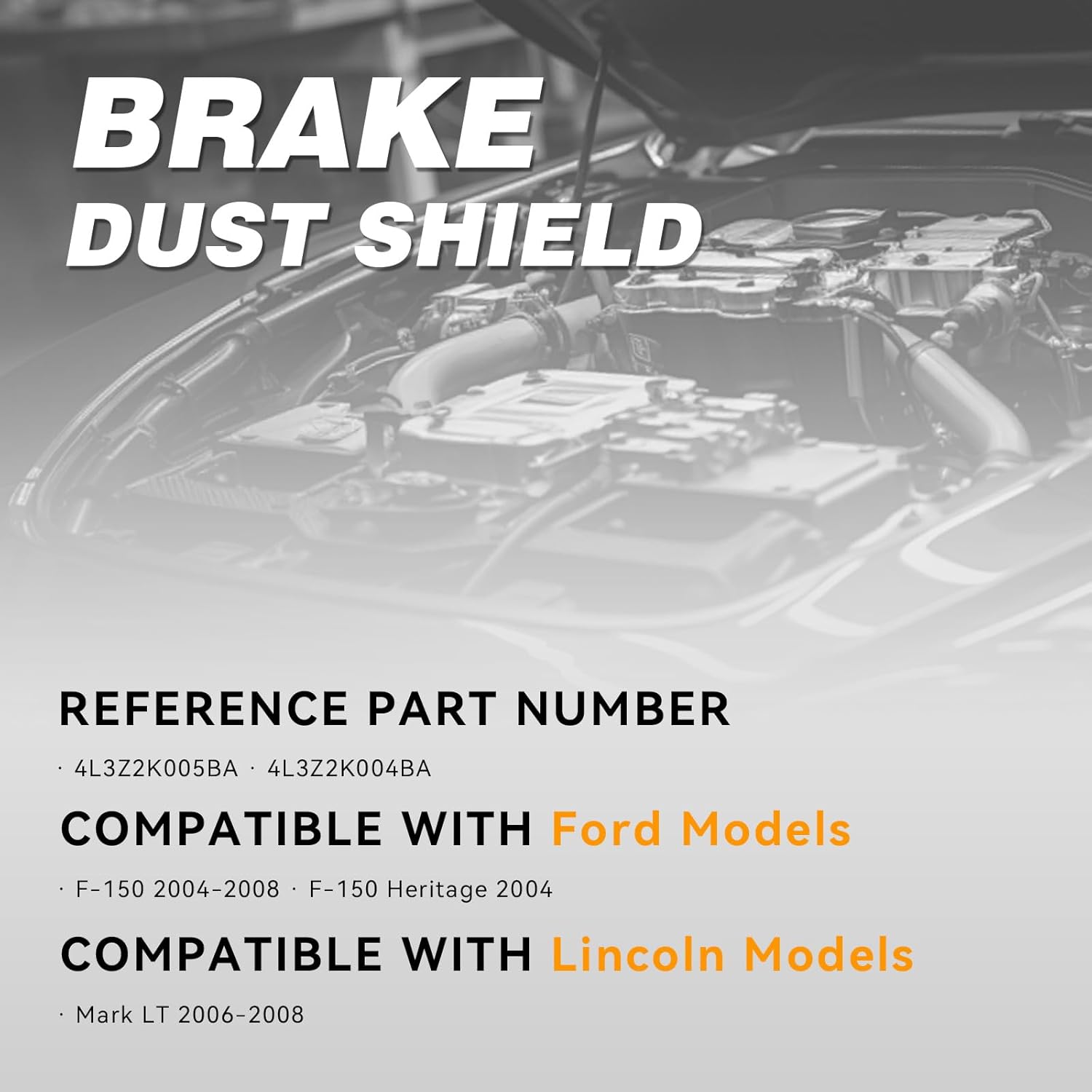 Front Brake Dust Shield, Brake Backing Plate Compatible with Ford F-150 2004-2008, F-150 Heritage 2004, Lincoln Mark LT 2006-2008, Left & Right Side, Replaces # 4L3Z2K004BA 4L3Z2K005BA