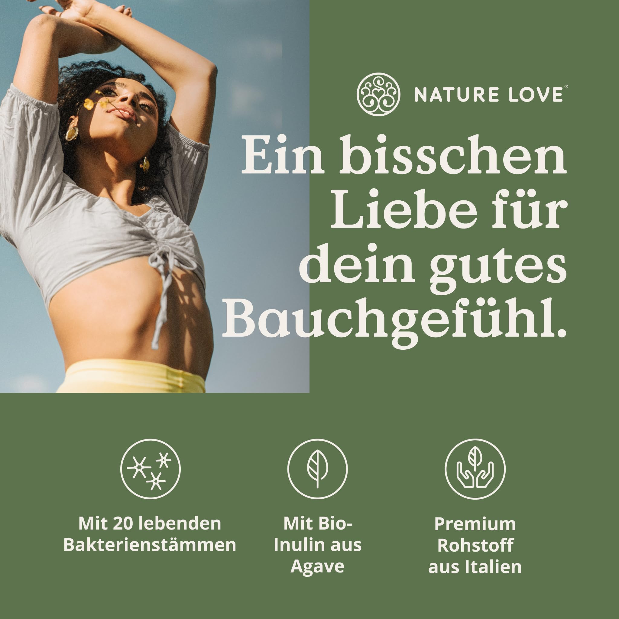 Nature Love Probiona Kulturen Komplex – abgestimmte Bakterienstämme – 300 Mrd. KBE/g – 180 Kapseln, magensaftresistent, vegan – mit Lactobacillus & Bifidobakterien, 20 Mrd. KBE/Tag, 3 Monate