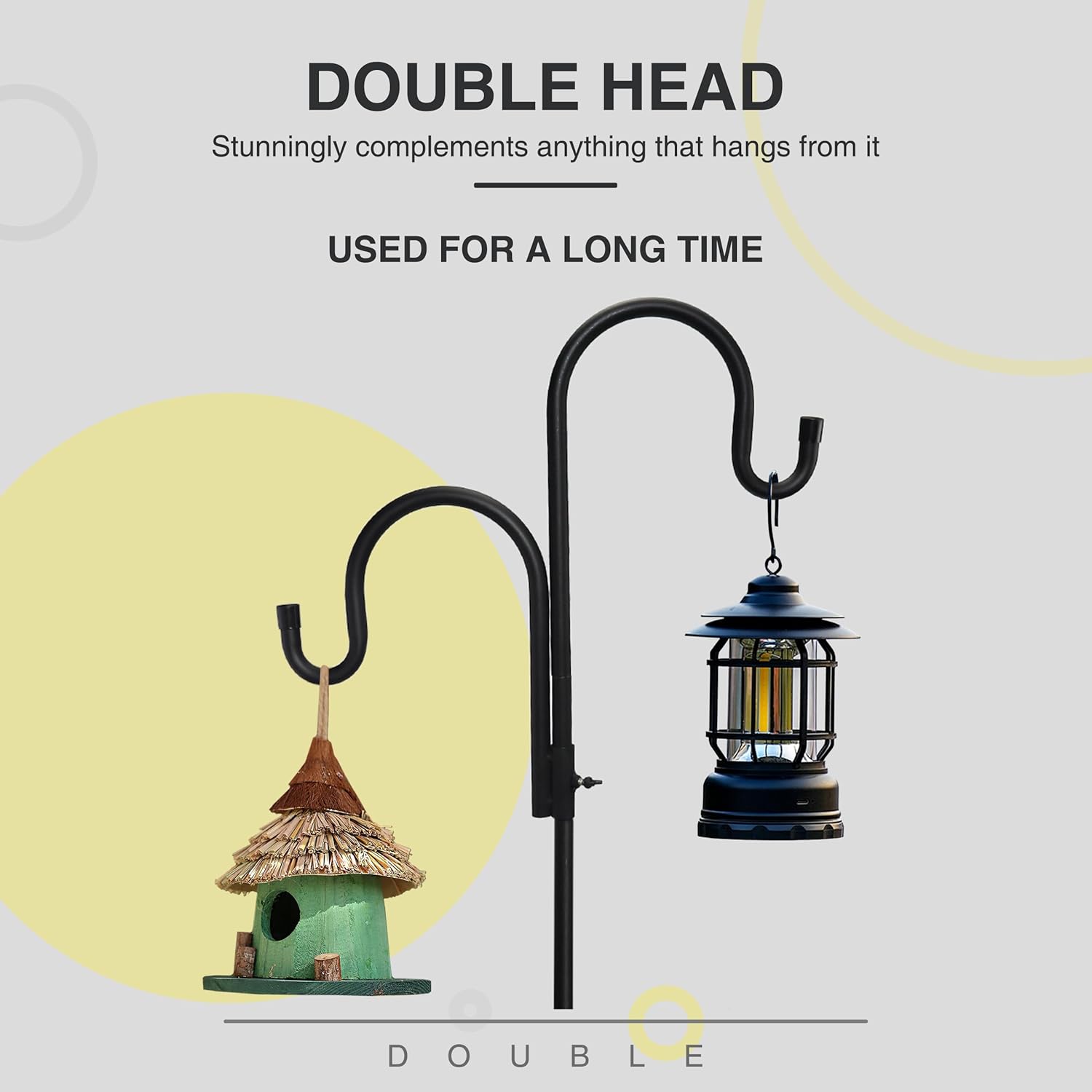 2 Pcs Double Head Outdoor Shepherd Hook Heavy Duty 76 Inch Adjustable Assembled Shepherd Hooks Rust Resistant Premium Metal Garden Shepherd Hooks for Bird Feeders Hanging Plant Baskets