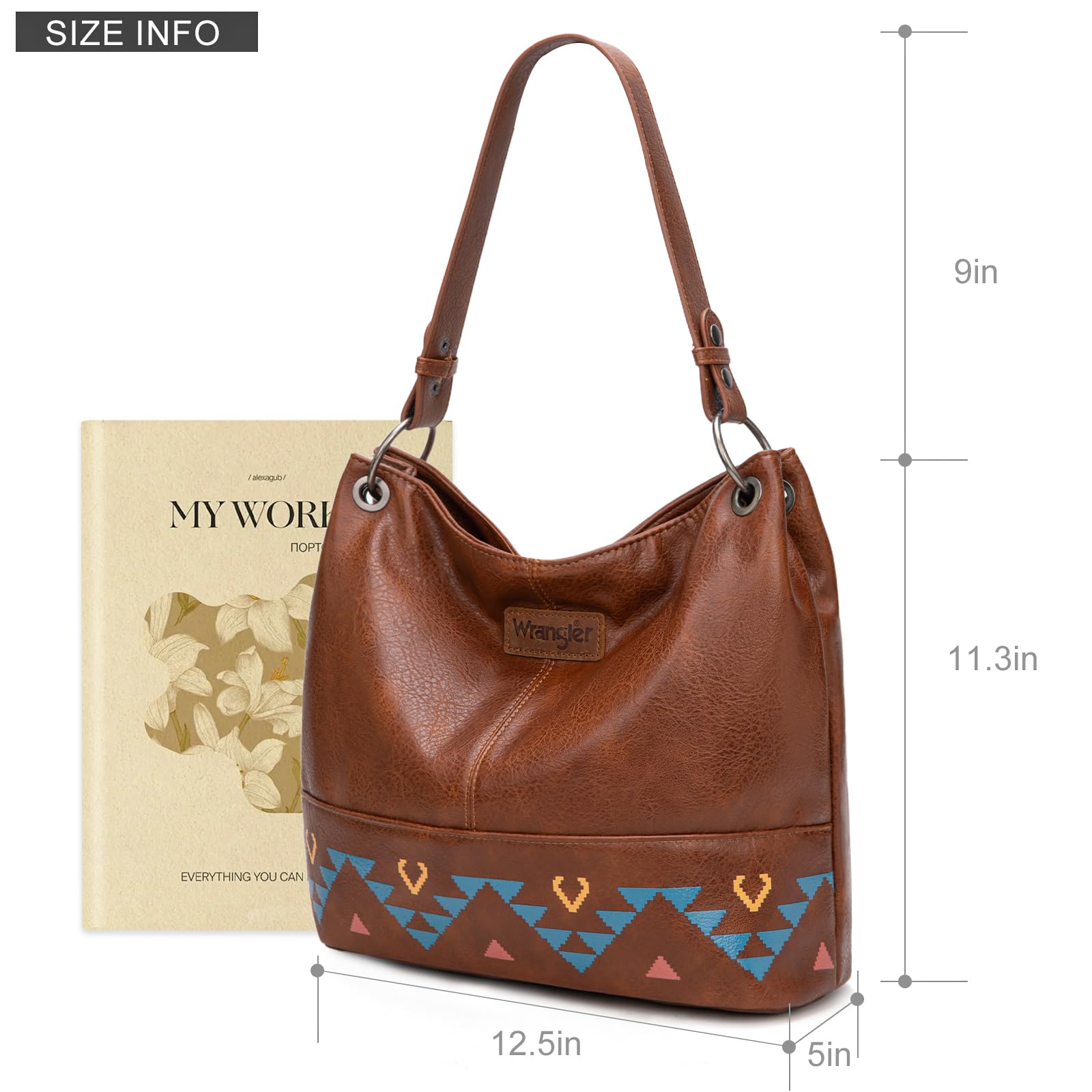 Wrangler Hobo Bags for Women Vegan Leather Top Handle Shoulder Purses and Handbags: Western Brown