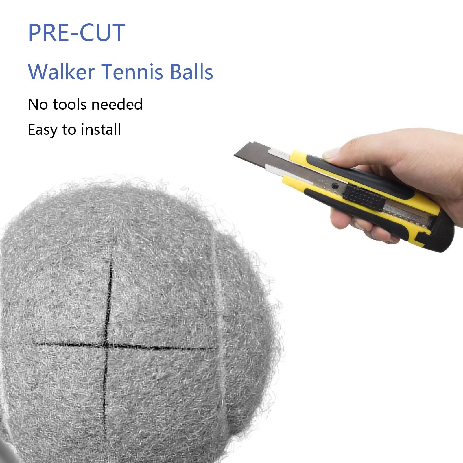 Tennis Balls for Walkers, Pre Cut Walker Glide Balls for Chairs, Desks, Furniture Legs and Floor Protection, Heavy Duty Long Lasting Felt Pad Glide Coverings - 4PCS Gray