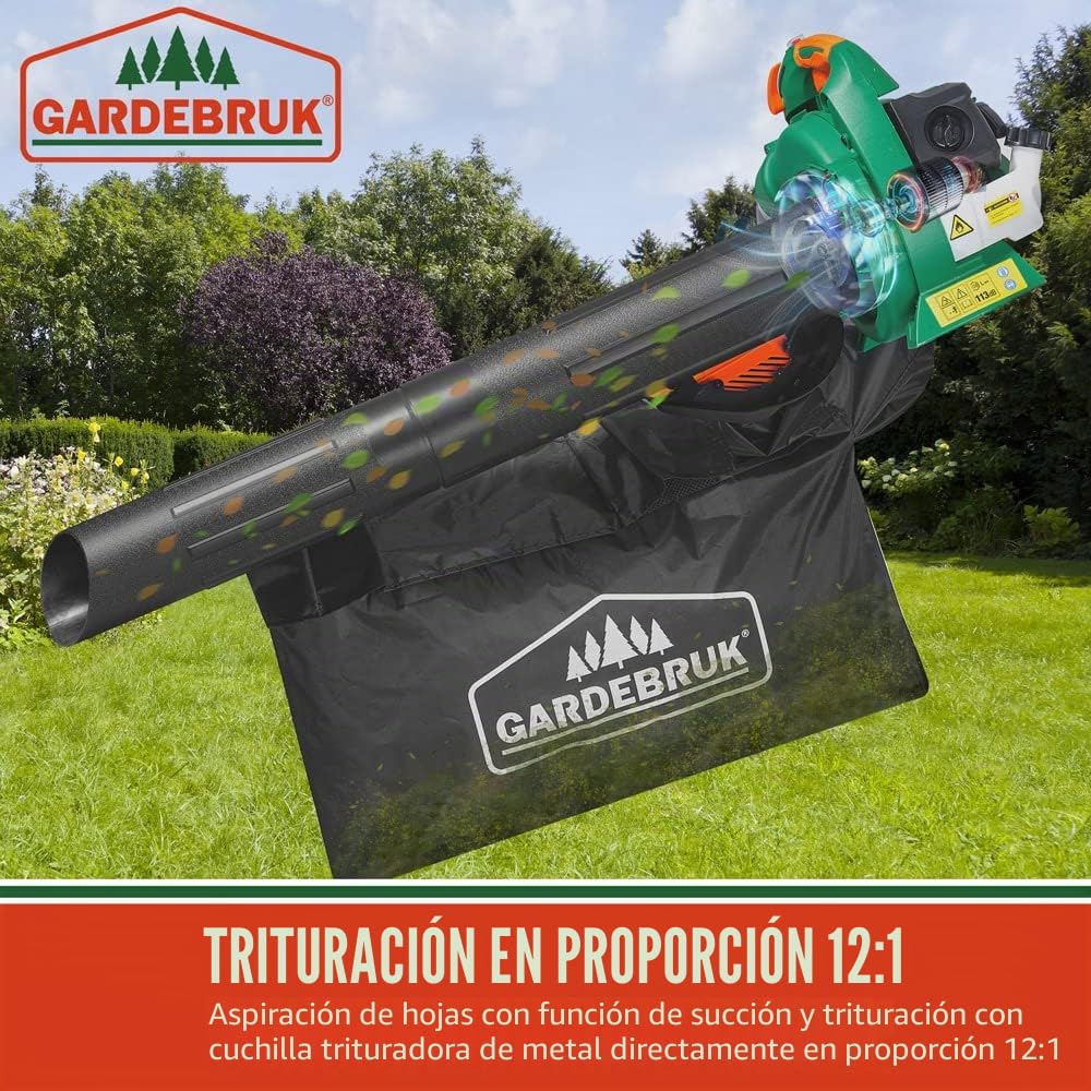 GARDEBRUK® Sopladora Aspiradora y Trituradora de Hojas Herramienta para Jardineria Multiuso 4en1