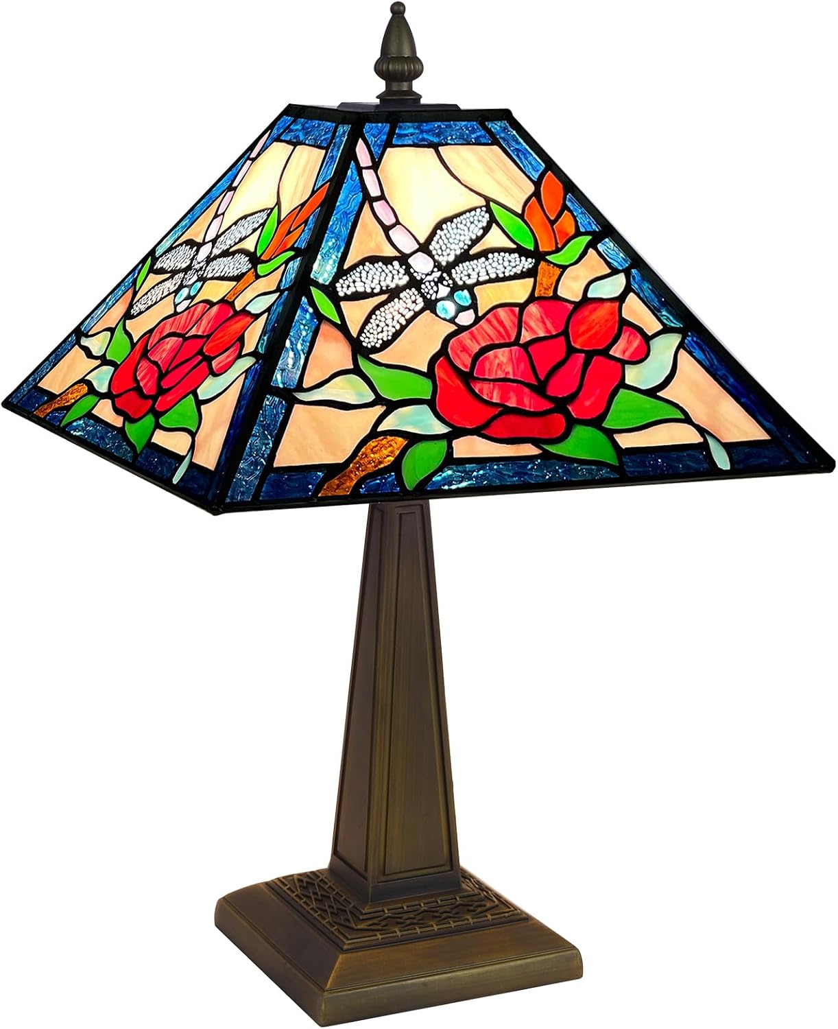 ARTZONE Tiffany Table Lamp[W12''xH20''], Tiffany Table Lights Antique Stained Glass Bedside Table Lamp for Bedside/Desk Reading/Living Room/Home Office/Bedroom