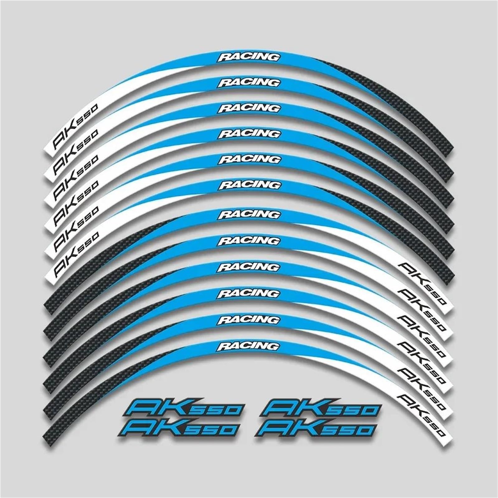 Decorative Stickers Motorcycle Accessories Rim Tire Waterproof Decorate Decals Set for KYMCO AK550 AK 550 Stickers Wheel Hub Reflective Stripe(Blue)