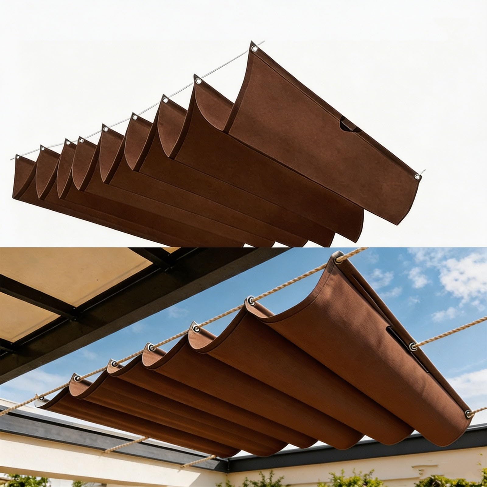 Voile d'ombrage rétractable contre la chaleur et la pluie sur le balcon