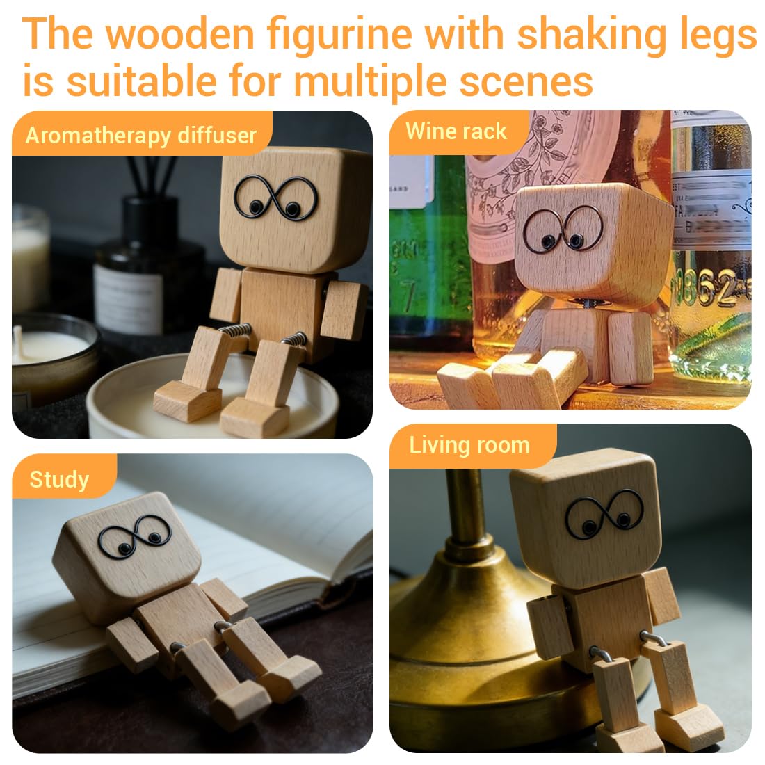 Figura oscillante in legno 12 facce intercambiabili decorazione cruscotto auto scrivania