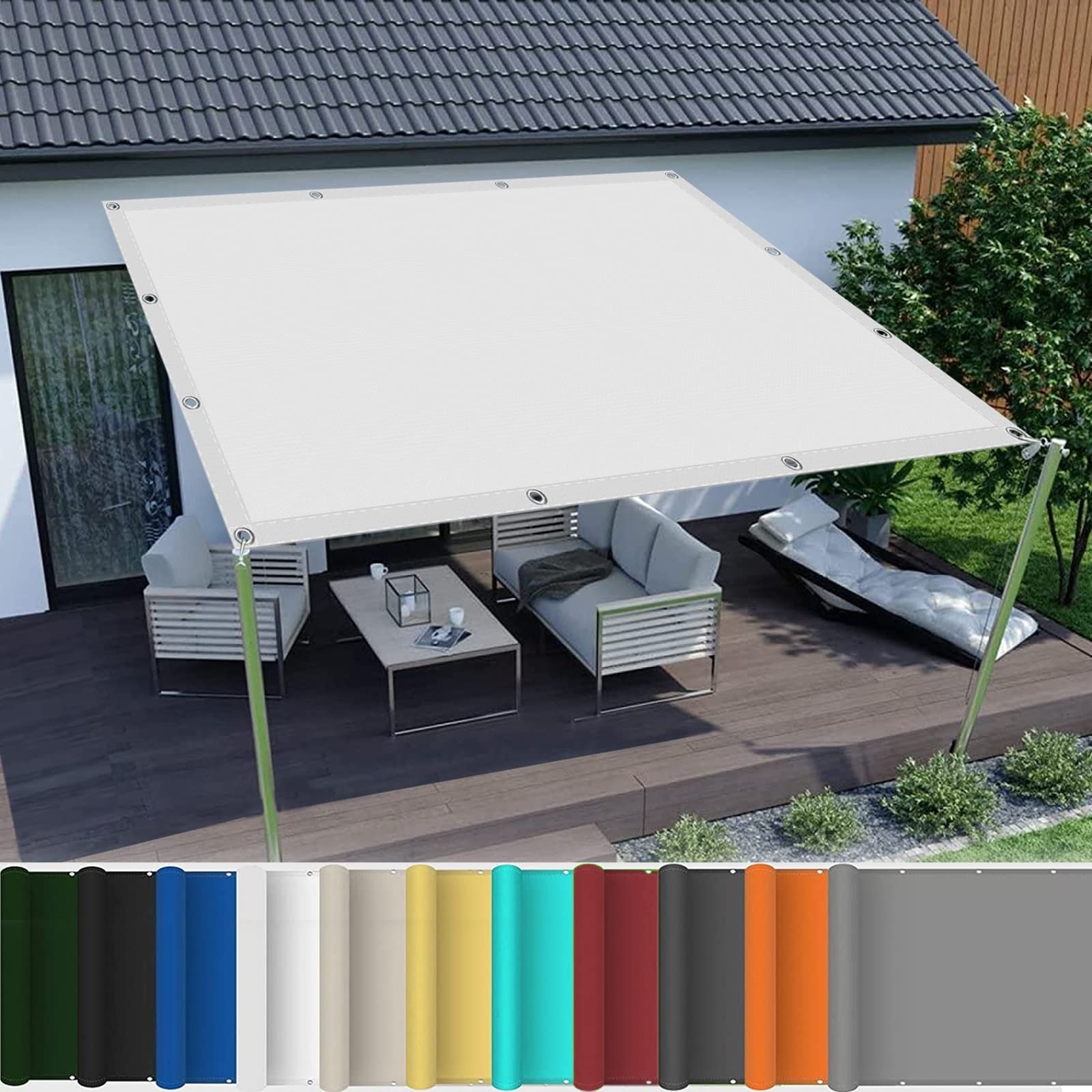 Toldo vela rectangulo para patio y playa en verano color blanco