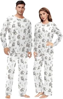 Matchande pyjamas för par rolig koala vit pyjamasset för män och kvinnor mjuka varma långärmade nattkläder