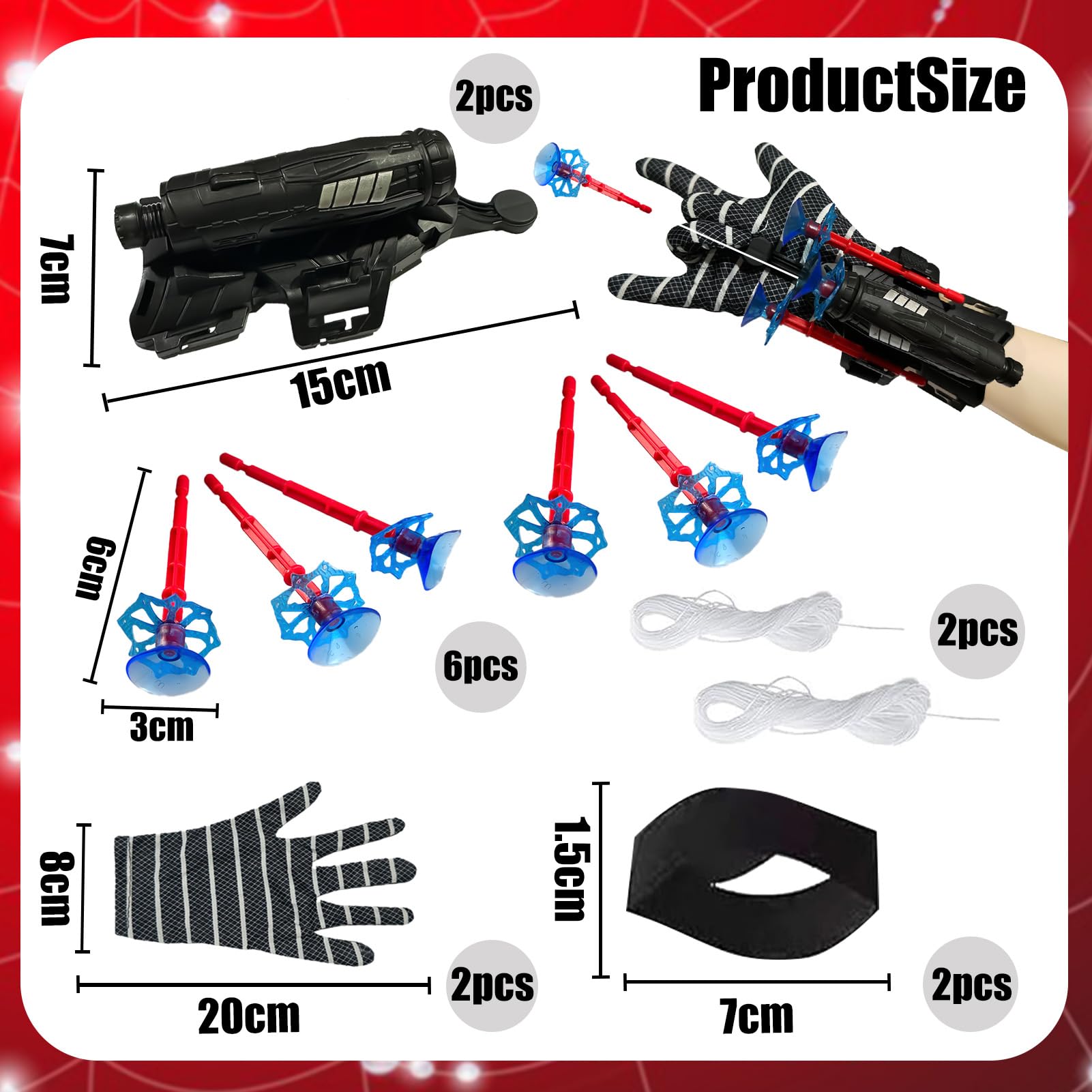 TKGEOUE Set di 2 Guanti Spiderm Giochi da Bambini Spiderm Web Launcher Toy Spiderm Launcher Glove Bambino Spiderm Man Toys Cosplay Giocattoli da Polso Set