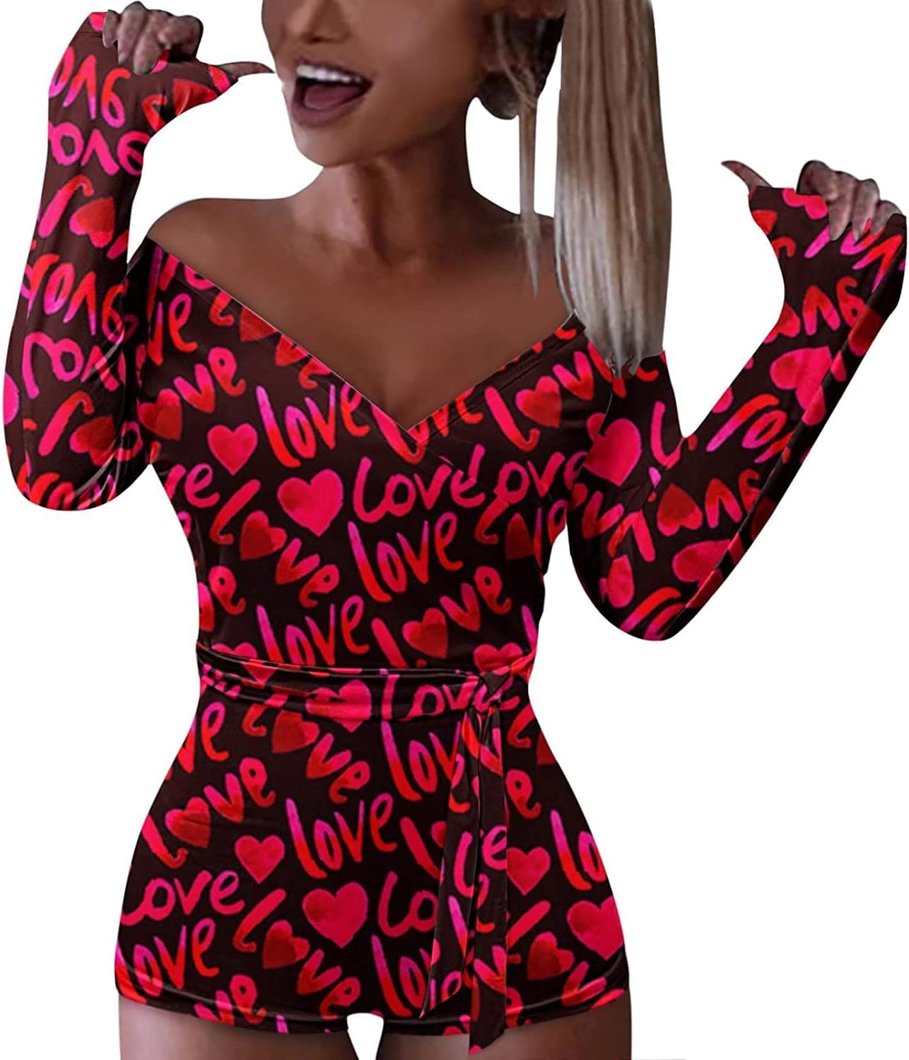 女性のワンピースランジェリー衣装シアーオフショルダーセクシーなボディスーツクラブウェアVネックジャンプスーツ