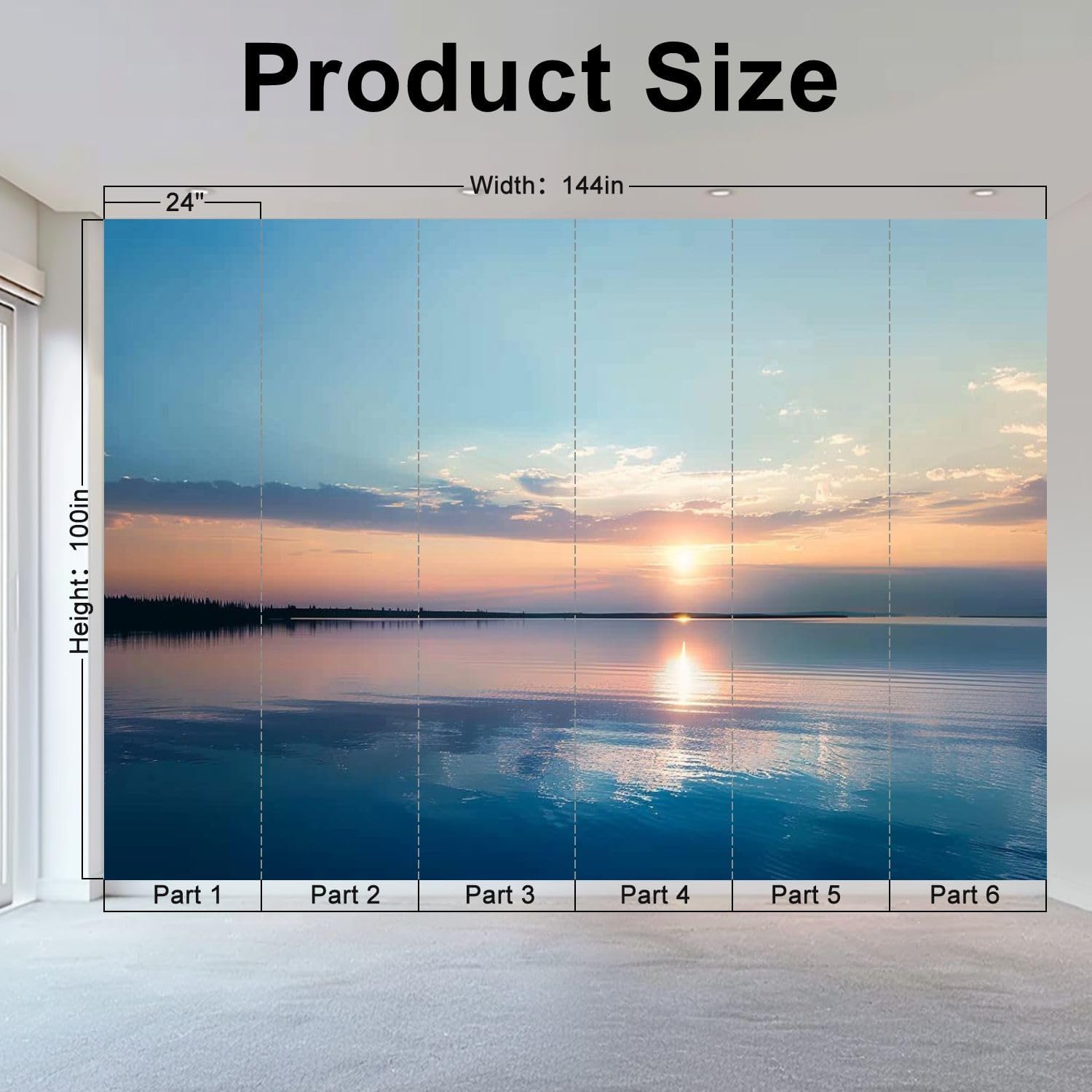 Wall Mural Peel & Stick Reflections Sunset Lake Water Self-Adhesive Wallpaper Removable Wall Decal Wall Sticker Home Decor for Living Room Bedroom 100"x144"