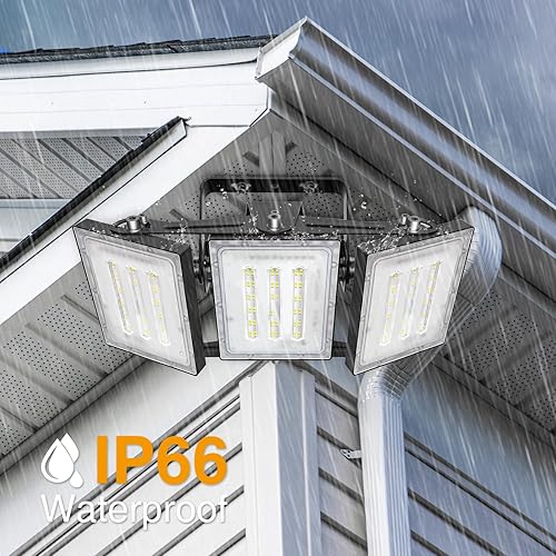 Miniatura 6 de STASUN 150W Luz de inundación LED de atardecer a amanecer, 15000 lm 6000 K Super brillante para exteriores, IP66 Impermeable, Ángulo amplio, Luz de