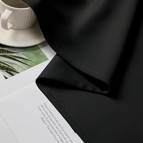 Miniatura 6 de CUCRAF Juego de 2 paneles de cortinas opacas negras de 54 pulgadas de largo, cortinas de oscurecimiento de habitación para sala de estar y