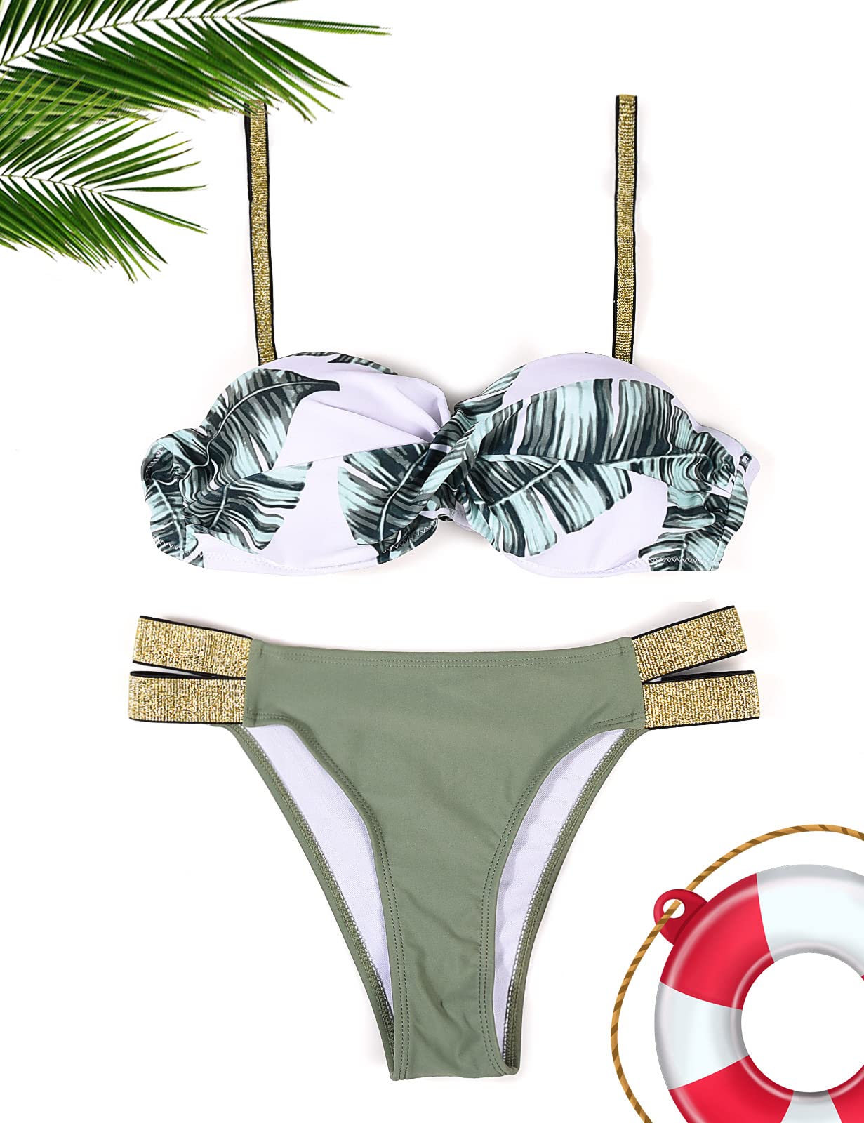 UMIPUBO Costume da Bagno Donna Due Pezzi Push Up Costumi da Mare Donna Bikini Sexy Spiaggia Beachwear Swimwear con Cintura Classico Vestiti da Spiaggia Mare Estate