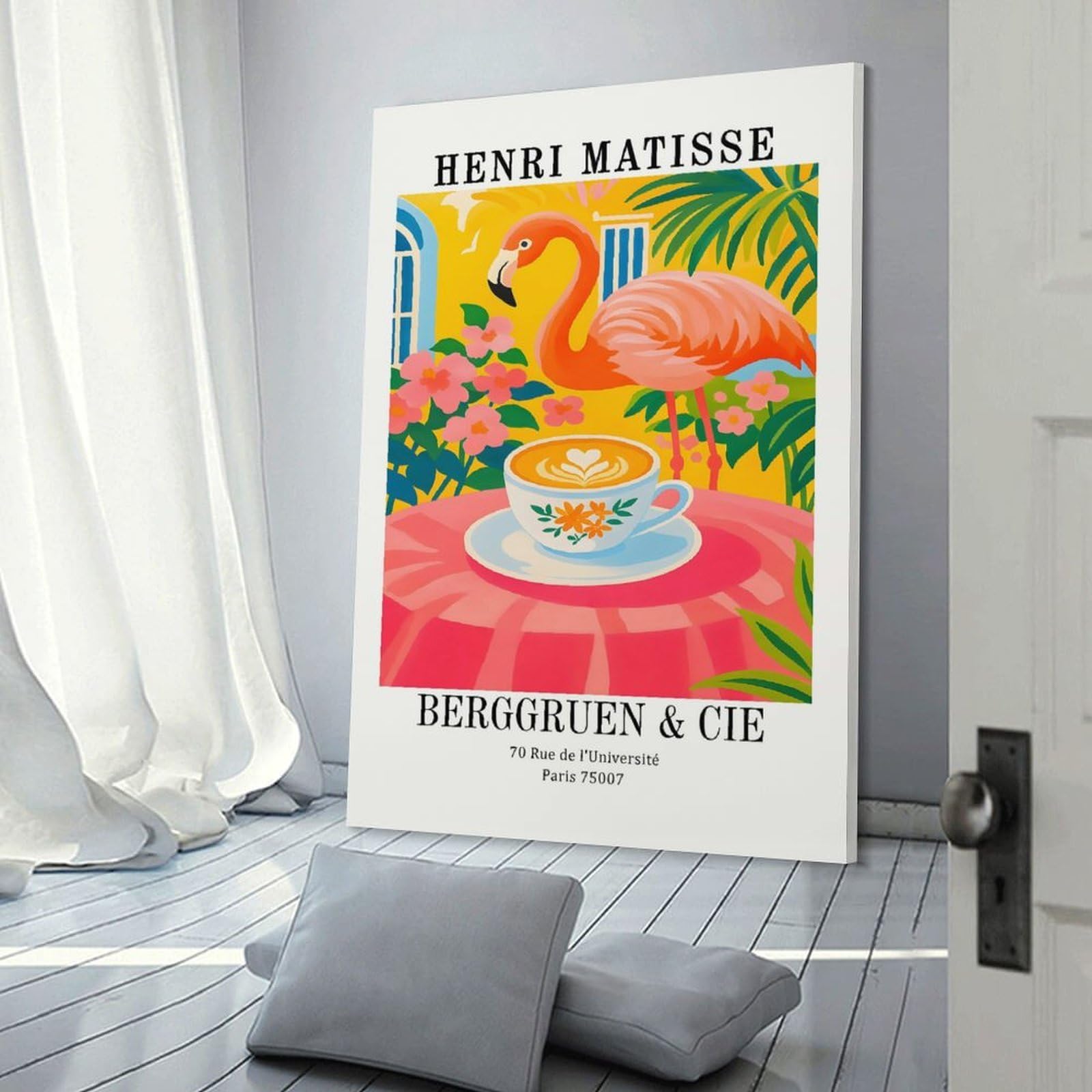 Junmoney Henri Matisse Flamingo Coffee Art Print Wall Picture Print 08x12inch(20x30cm), for Corridors, Hallways Or Apartment Entries, Wall Decor to Refresh Empty Corners