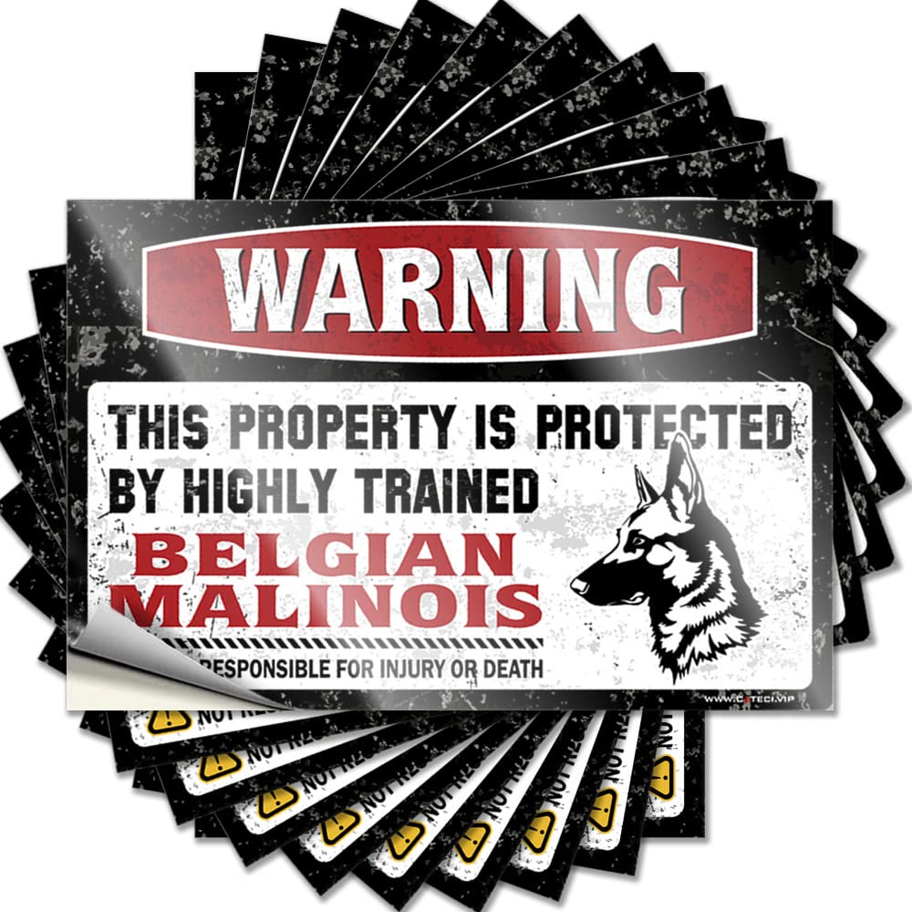 Fzfn Colour Books Saying, Outdoor Deck Decor Water Warning This Property Is Protected By A Highly Trained Belgian Malinois | Funny Quote Beer Decals(8X12cm)