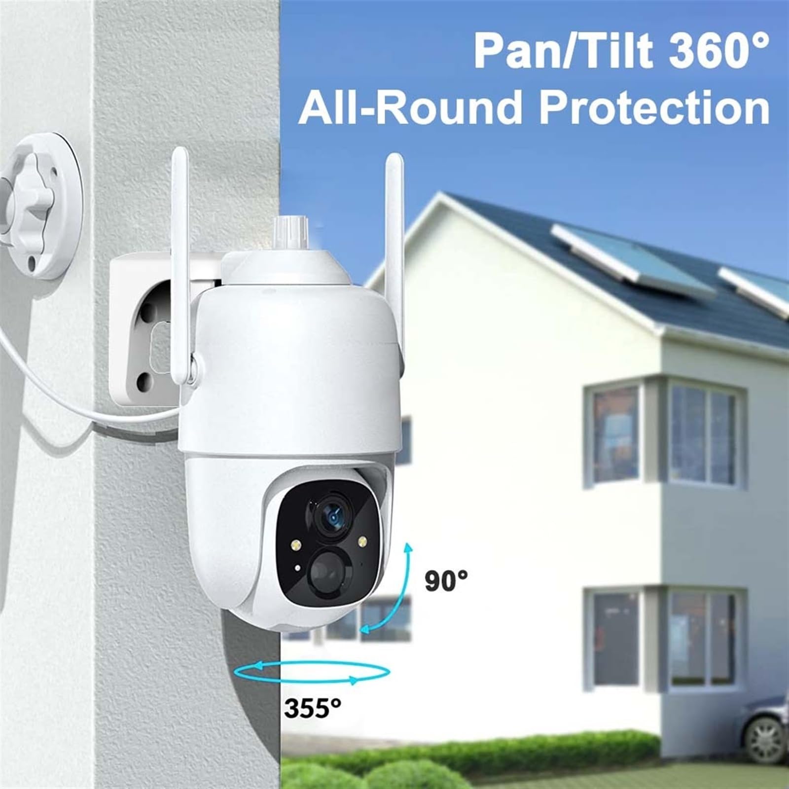 Cámara de Seguridad, Cámara de Seguridad Solar 2K PIR Detección Movimiento Humano 3MP Vigilancia inalámbrica Al Aire Libre Batería a Todo Color Noche(WiFi with 64GB Card)