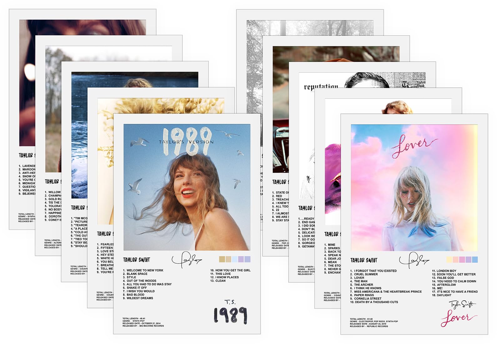 Buy PRINTNET - Pack of 10 Taylor Swift All Music Album Cover Wall Decor ...