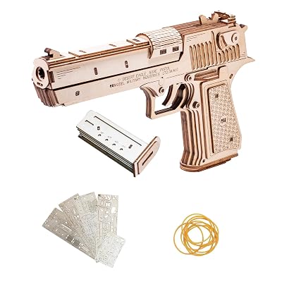 MU 3D Wooden Puzzle for Adults Model kit Building Wood Desert Eagle, Toy Wooden Puzzles Gun, DIY Kits for Men Gifts Birthday Collectible Hobbies Kit