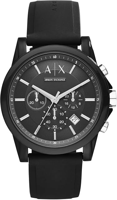 Armani Exchange Men's Chronograph, Silicone Watch, 44mm case size
