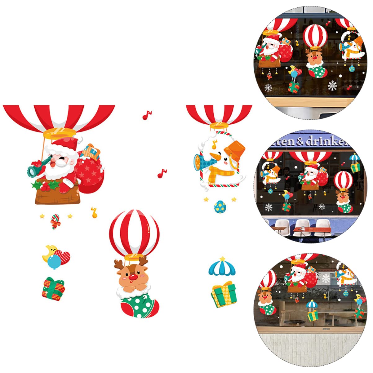 PRETYZOOM 3 Juegos Pegatina Ventana Navidad Papa Noel Christmas Xmas Etiquetas Adhesivas De Polivinilo 2 Piezas * 3