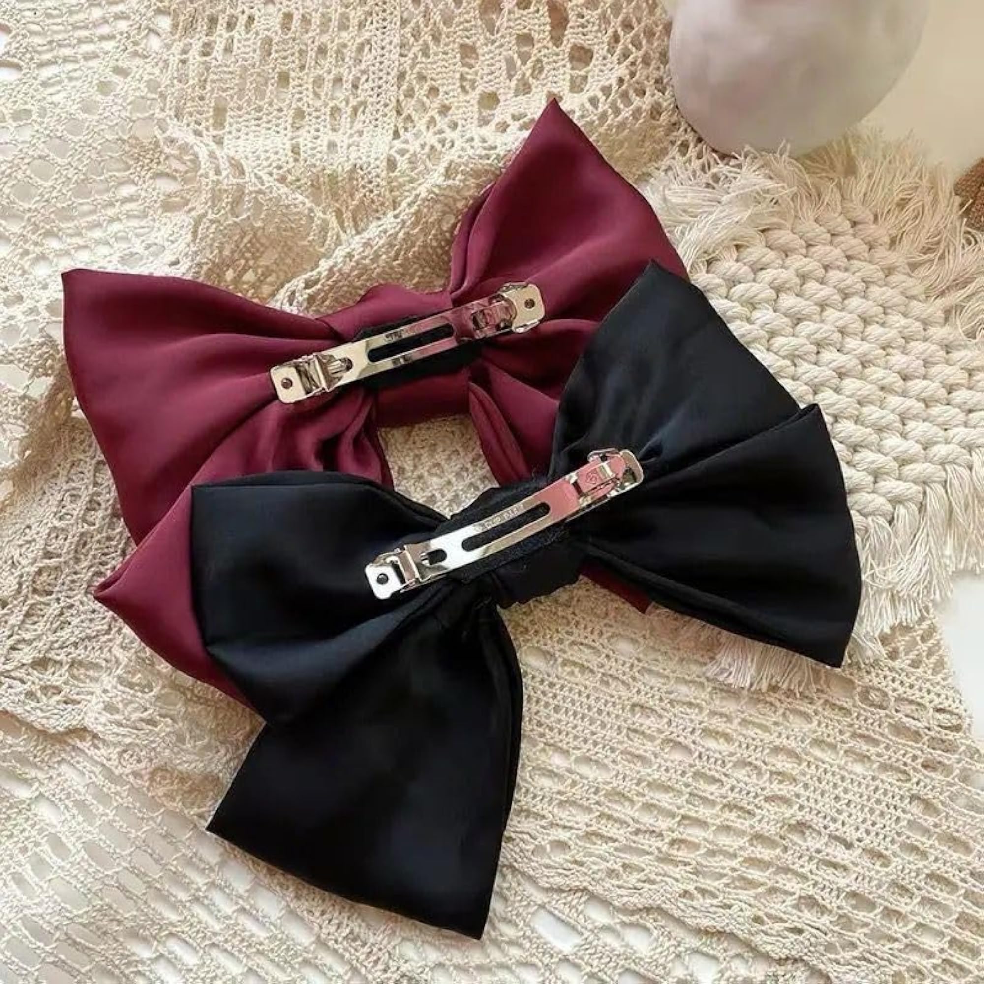Plain Satin Barrette Bow Clip for Women