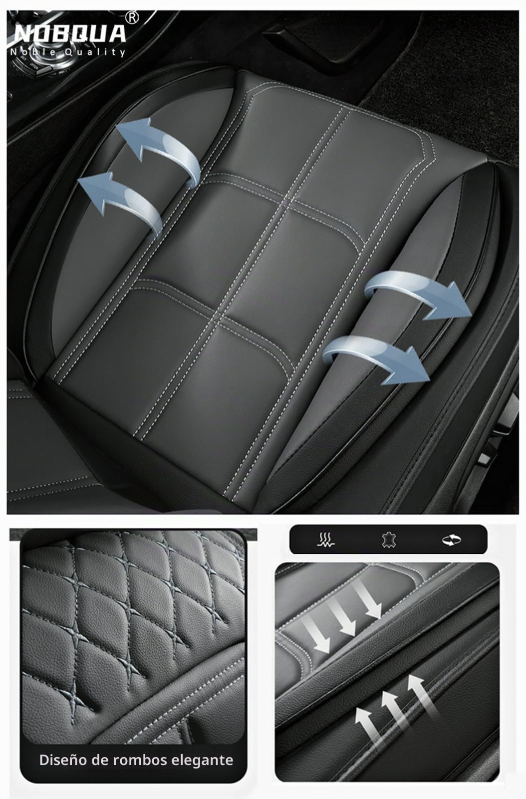 Fundas Asientos Coche Universales, Funda Asiento Coche Cuero para 5 Plazas, Fundas para Asientos de Coche Delanteros y Traseros, Accesorios Interior Universal para Sedán SUV Camioneta
