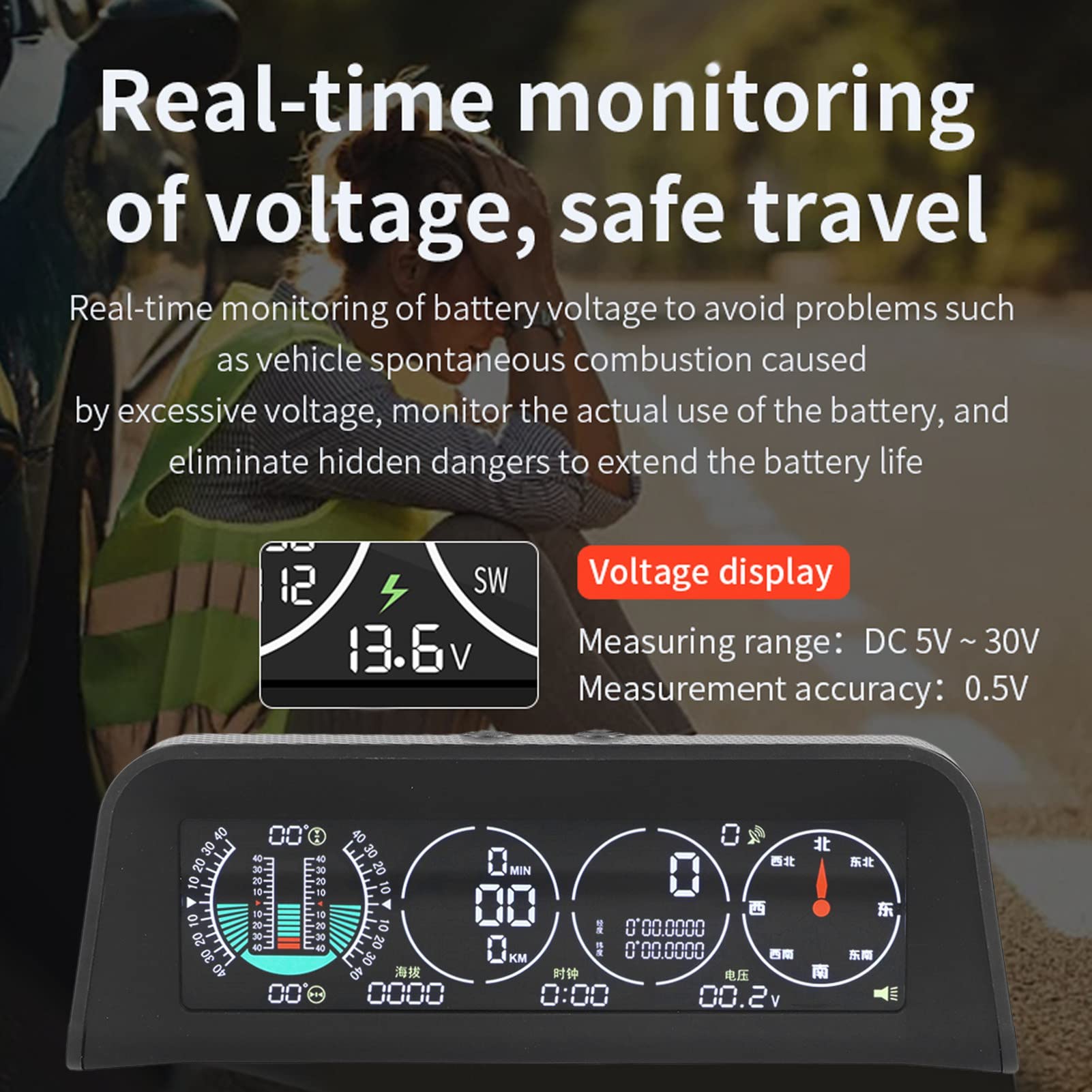 Wyświetlacz LCD do Przedniej Szyby Samochodu HUD, Inteligentny Miernik OBD, Interfejs OBD Prędkościomierza, Prędkość, Obroty Silnika, Pomiar Przebiegu, Temperatura Wody, dla Wszystkich Pojazdów
