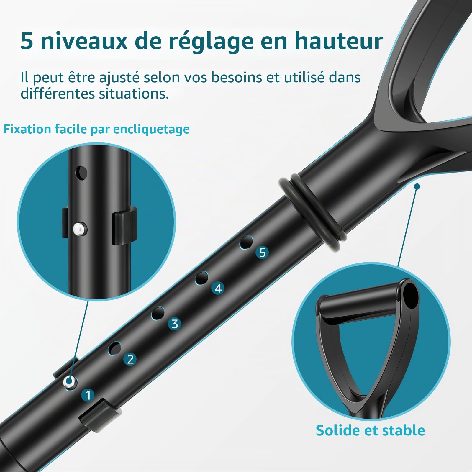 Appareil d'aide à la mobilité debout réglable de 44 à 54 cm pour aider les personnes âgées à se lever du sol et du sol, dispositif d'aide au levage en métal pour personnes âgées