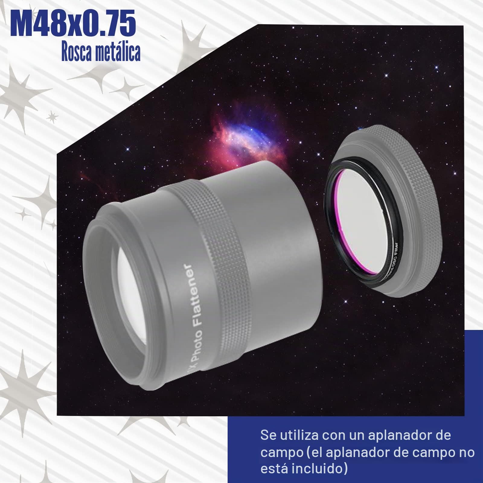 Svbony SV220 Filtro Dual de Banda Estrecha, 2 Pulgadas 7nm Hα OIII Telescopio Filtro, Reducir la Interferencia la Contaminación Lumínica Artificial, para Fotografía del Cielo Profundo