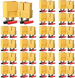 MADCATZ (20 Pairs) XT60 Connectors with Heat Shrink Tubing Male & Female High-Temp Nylon & Gold-Plated for RC, FPV Drones, ESC, Lipo Battery (40 Pcs)